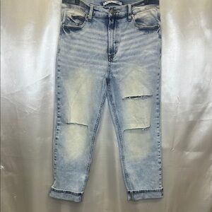Celebrity Pink Blue distressed Wide Leg Jeans 9/29 Cuffed Light Wash